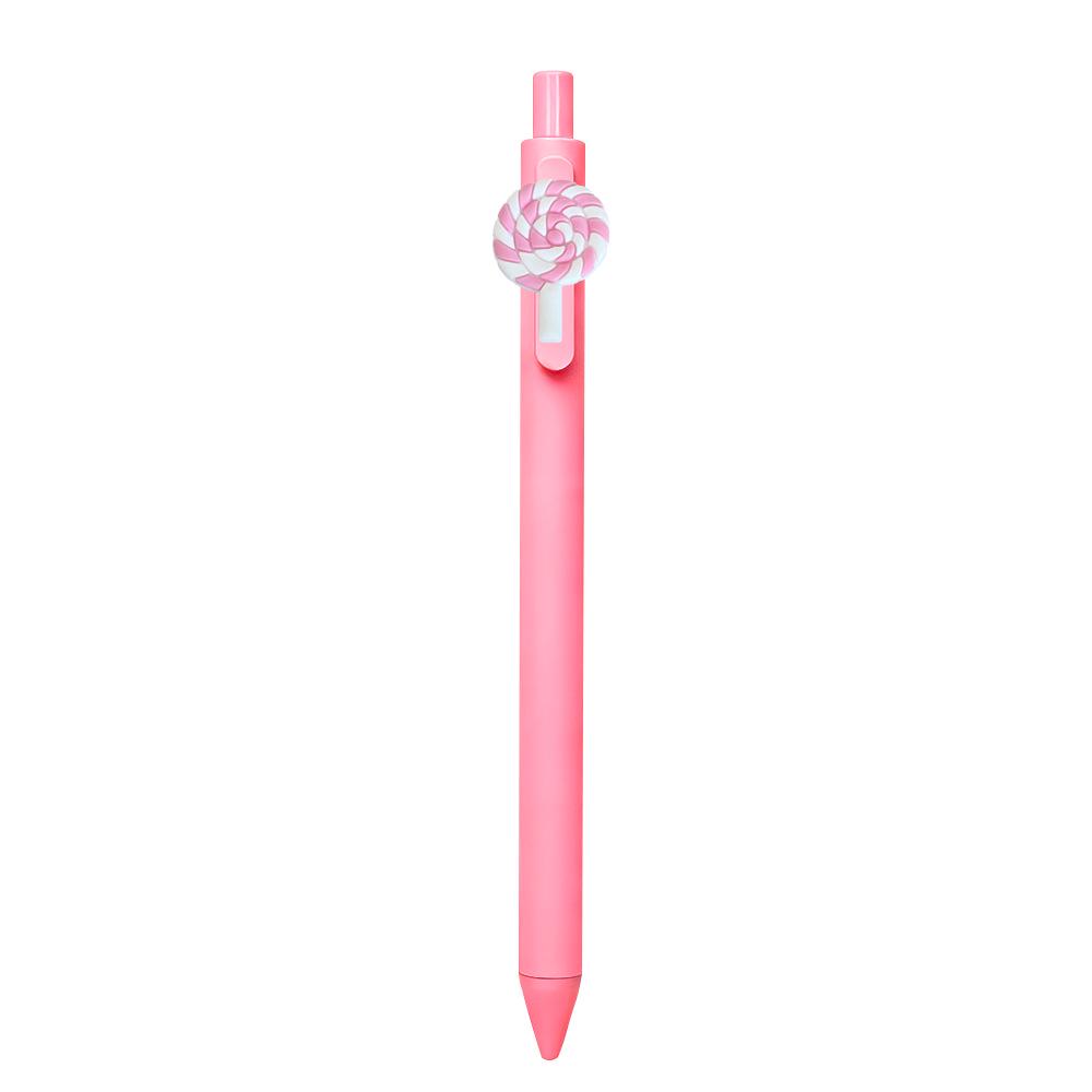 Pink Cartoon Ballpoint Pens - Soft Rubber Stickers, DIY Student & Office Stationery, Colored Ink.