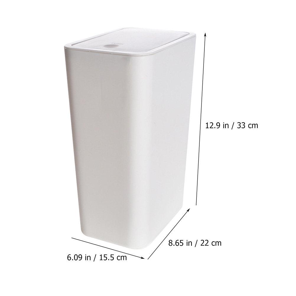 Press Down Trash Can 3 Liter Small Plastic Waste Bin with Touchless Lid for Bathroom Kitchen Office Modern Compact Garbage Can