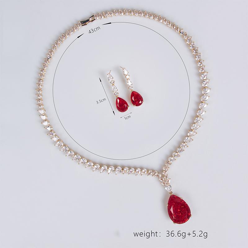 Women's Light Luxury Design Elegant Water Droplet Tassel Necklace Earring Set Fashionable And Versatile Unique Design Sense Set