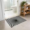 3D Vortex Optische Illusion Teppich Vision Schwindel Bereichsteppich Realistischer Vortex Schwarz und Weiß Fußmatte Rutschfeste Bodenmatte für Wohnzimmer Schlafzimmer Eingang