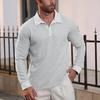 Men Waffle Golf Shirt Long Sleeve Turndown Collar Shirt Quarter Button Neck Casual Shirt for Vacation Office Party Date