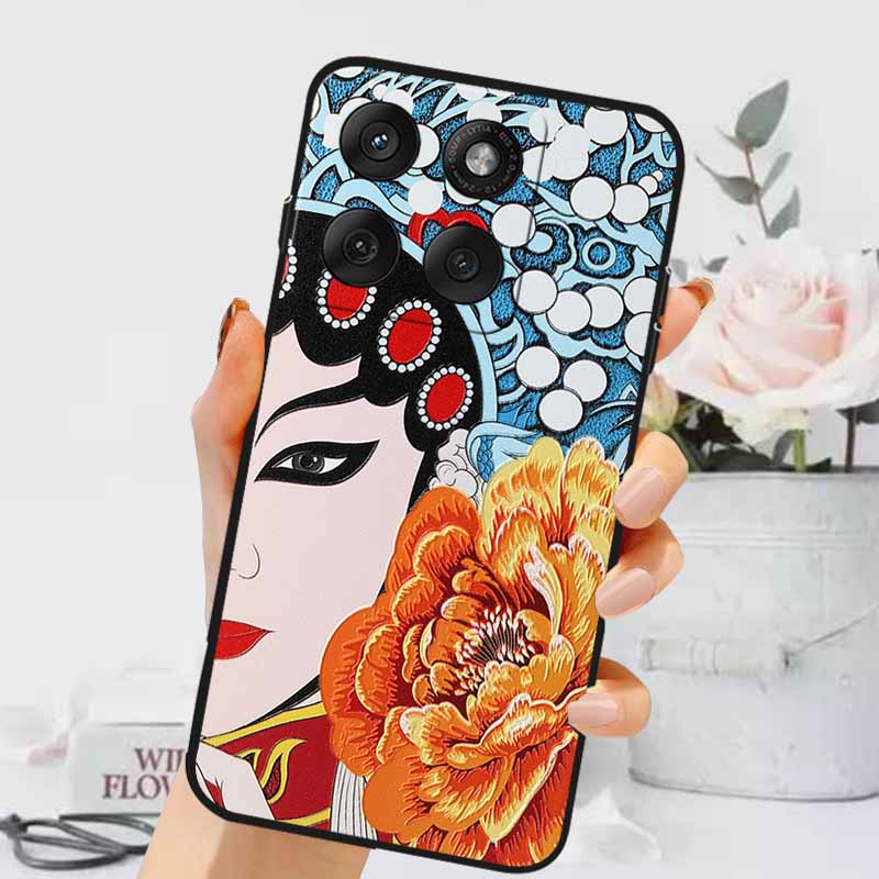 3D Emboss Cases For Edge 60 Fusion / Edge 60 Pro Relief Embossed Retro Silicone Back Cover For Edge 60 Stylus Black Funda 60 Pro
