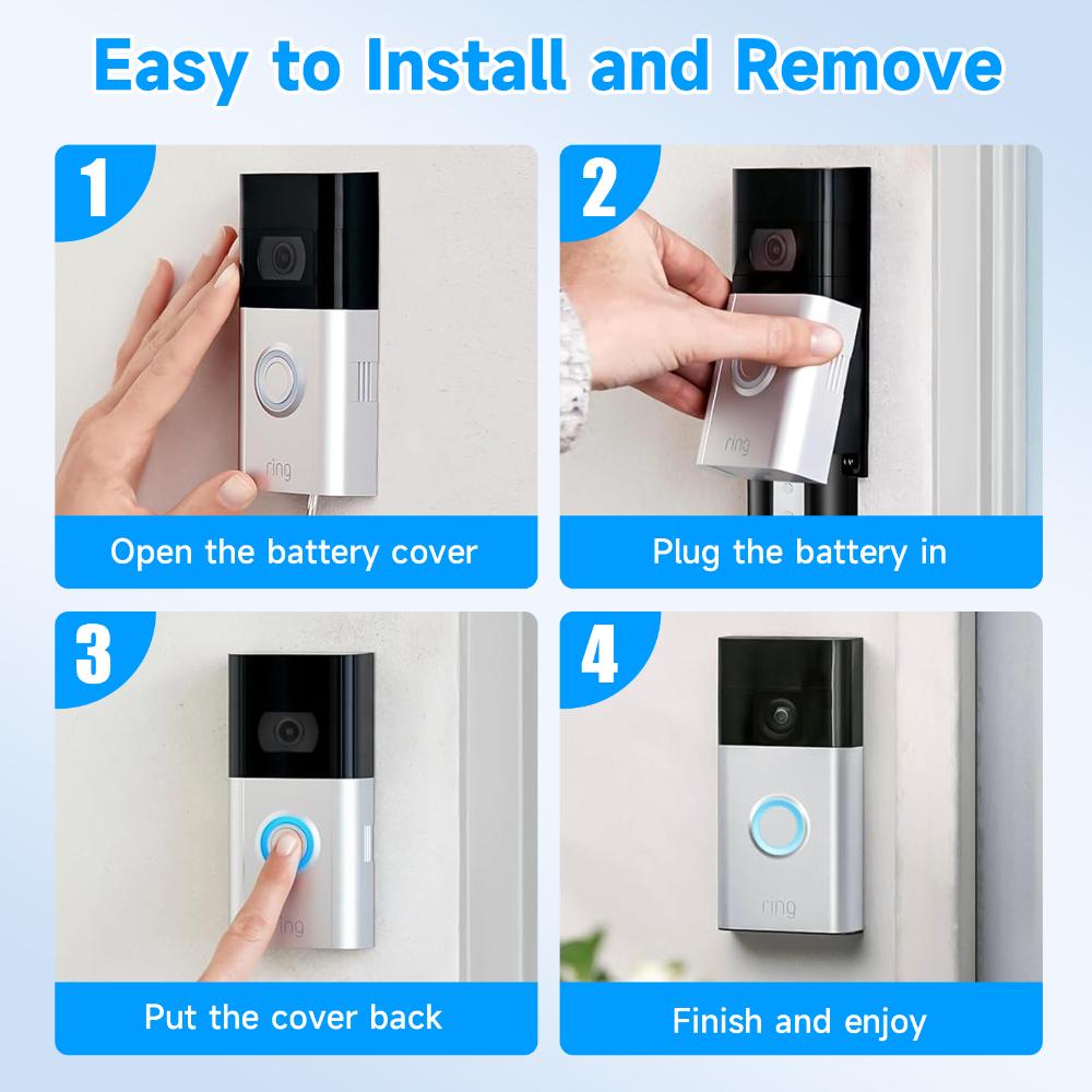 7000mAh High Capacity For Ring Video Doorbell V4 Battery 3.65V Li-ion Battery Compatible with Ring Video Doorbell 1/2/3/3 Plus