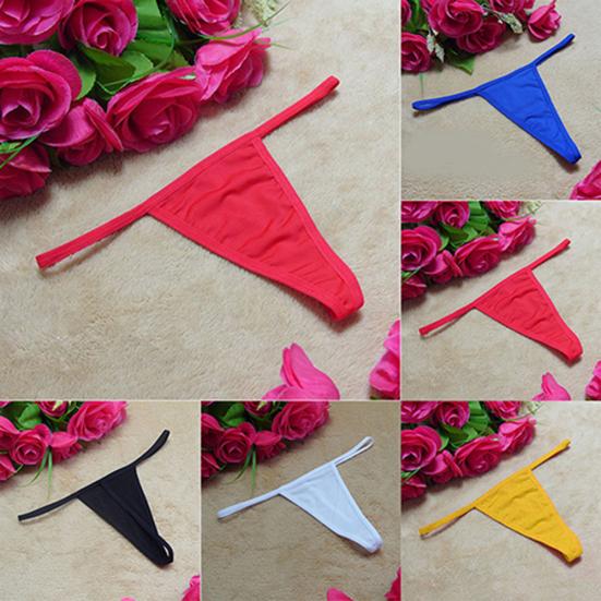 Sexy Women Soft Solid Color V-String T-back Panties Thongs G-String Underwear