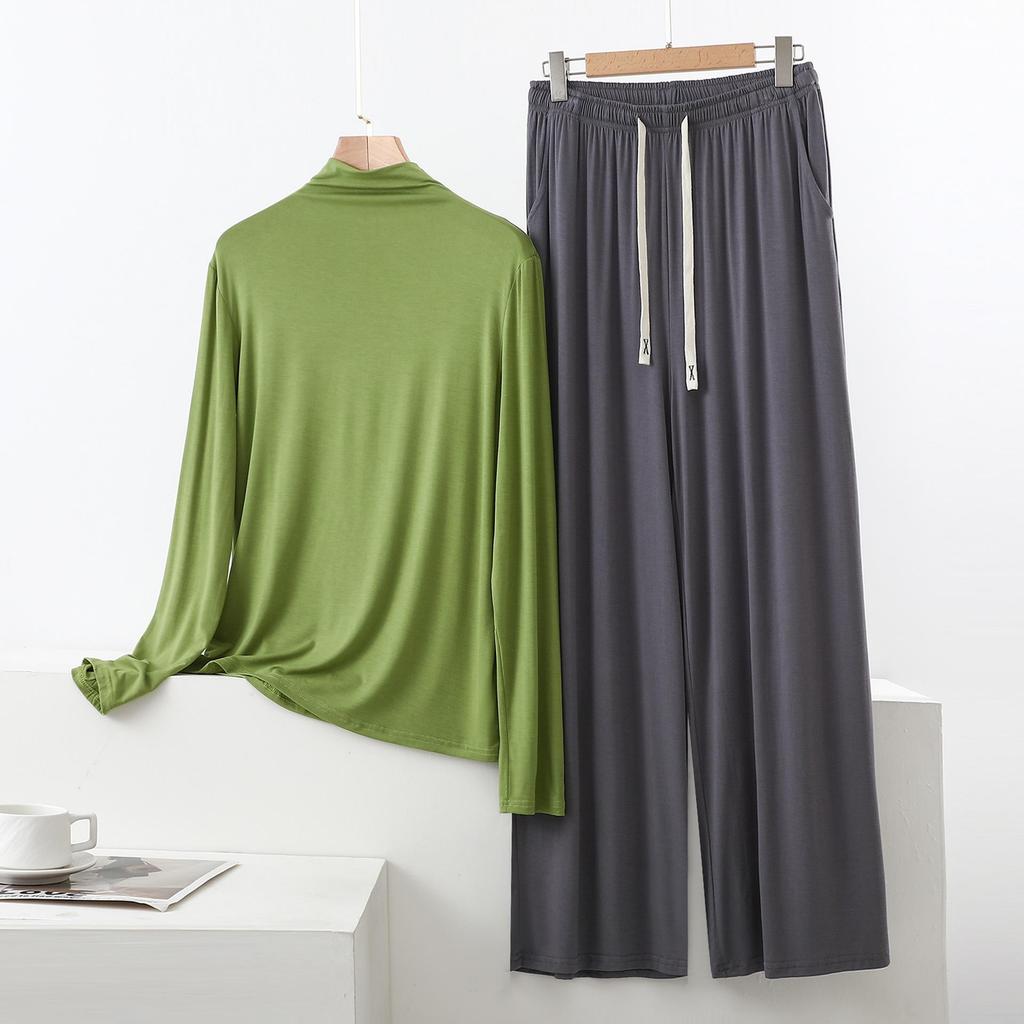 Damen Hochhals Langarm Pyjama-Set mit Schulterschutz - Weich, Glatt, Große Größen Sommer Nachtwäsche