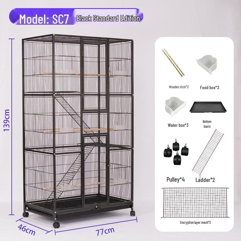 Multi-functional Cast Iron Parrot Cage: Durable Metal Bird Cage for Flock