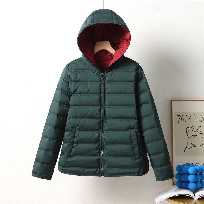 Woman Winter Fashion Hooded Jacket Ultra Light Down Causal Elderly Seamless Coat Windbreaker Outwear Upper for Mom
