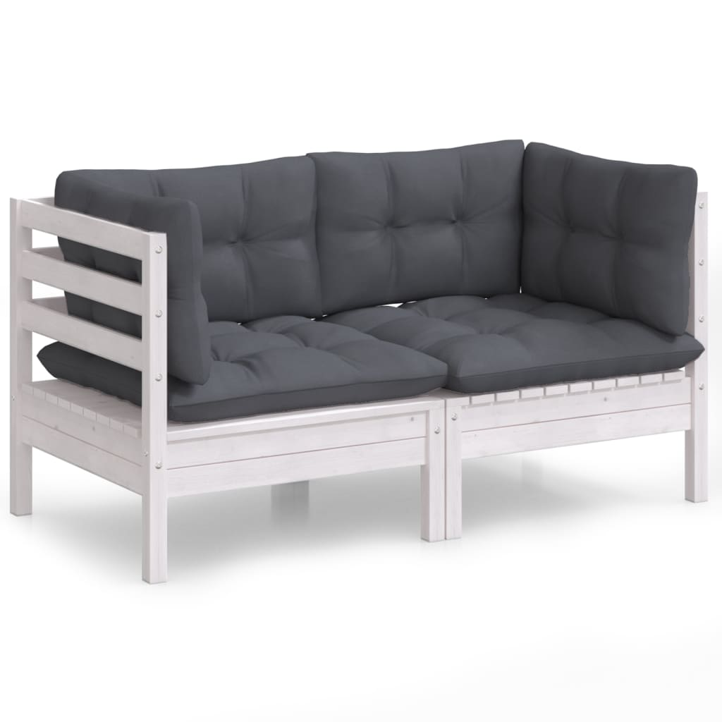 Vidaxl 2-Seater Garden Sofa with Anthracite Cushions, Pine