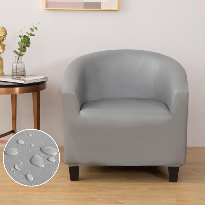 

Водонепроницаемый чехол на клубное кресло из искусственной кожи, чехол на кресло-бочку, чехол на кресло-бочонок, полукруглый чехол на кресло с подлокотниками для гостиной светло-серый