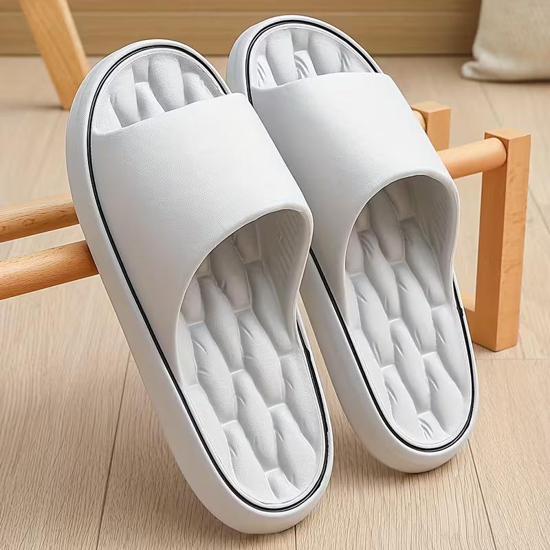 Unisex Solid Colour Open Toe Breathable Slippers, Comfy Non Slip Casual EVA Slides For Men's & Women's Indoor Activities