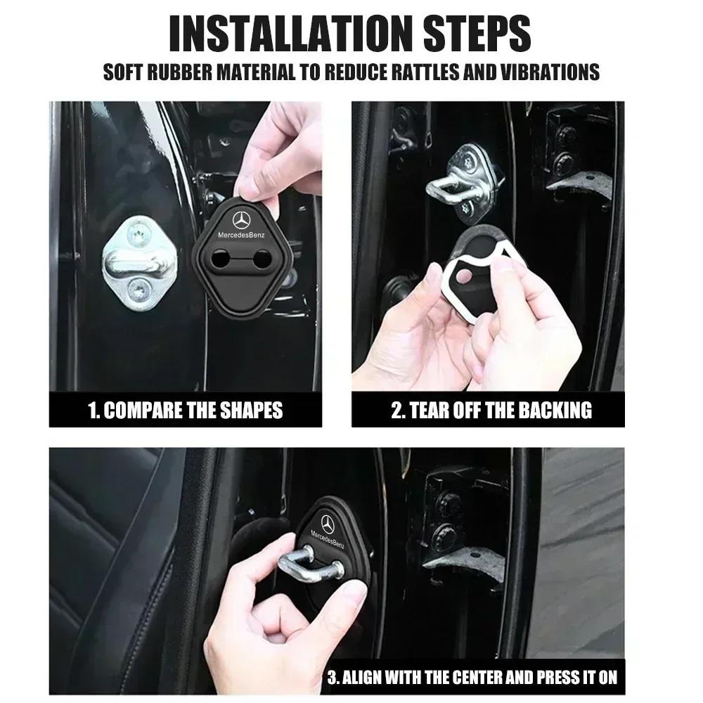 MEA4 Car Silicone Door Lock Cover Protective Cap Stickers Accessories For Mercedes Benz AMG W126 W140 W190 W222 4MATIC W204 W212 W203