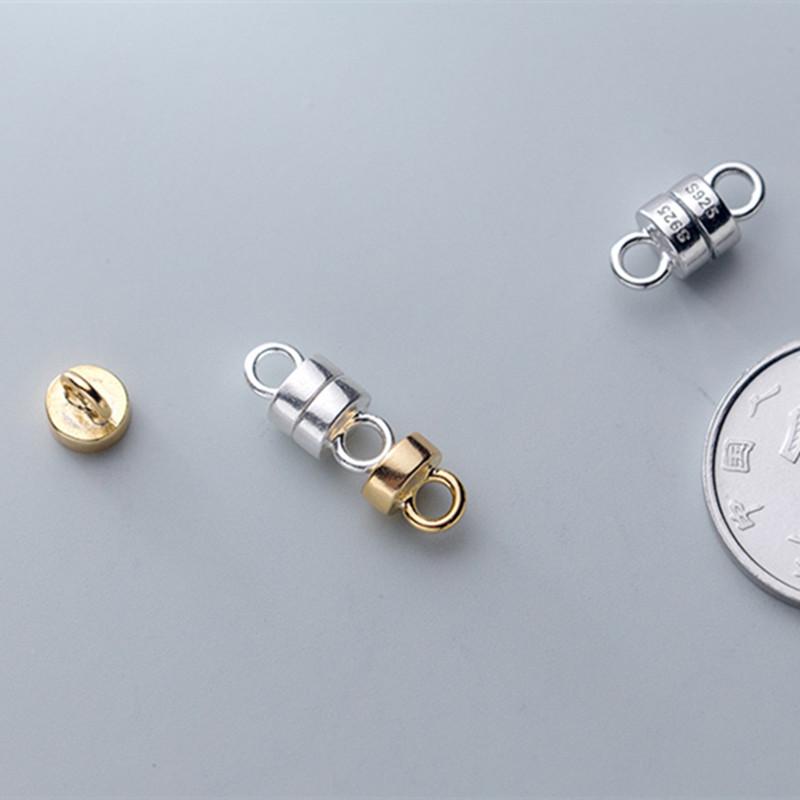 Gold Plated Magnet Connectors Beaded 925 Sterling Silver Bracelet Magnetic Clasp Jewelry Accessories