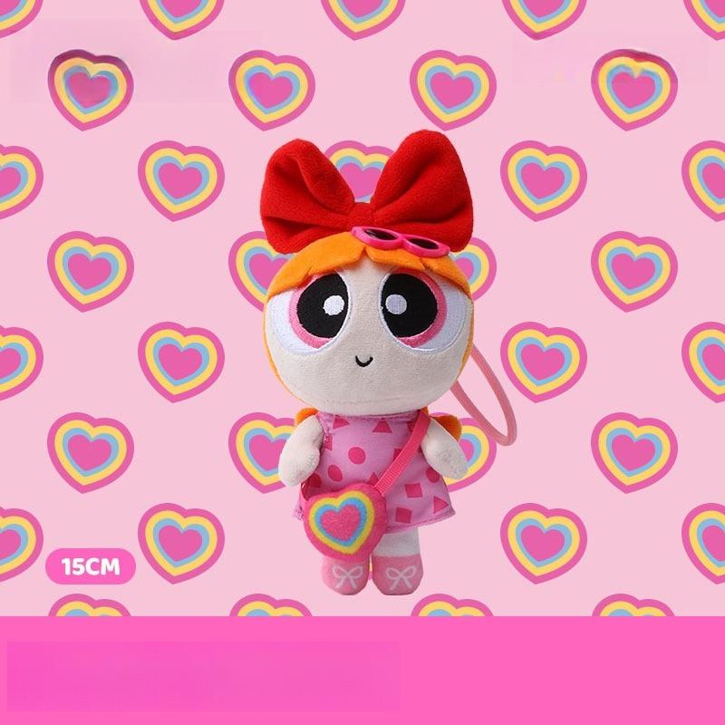Schattig Anime The Powerpuff And Girls Serie Pluche Speelgoed Sleutelhanger Cartoon Personage Model Creativiteit Knuffel Rugzak Sleutelhanger 15cm
