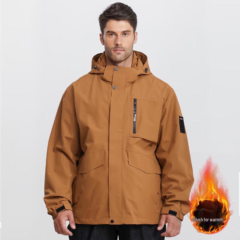 Dibinze Men's Plus Size Hooded Workwear Jacket