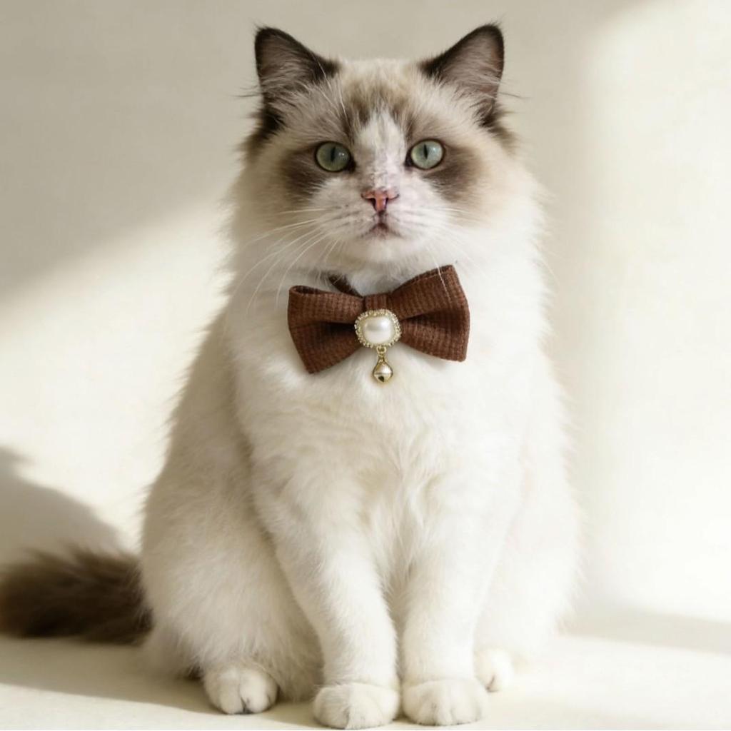 Retro Waffle Pattern Pet Collar with Pearl Pendant