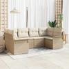 Garden Sofa Set with Cushions 6 Pcs Beige Poly Rattan
