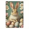 Rustic Farmhouse Easter Bunny Metal Sign Vintage Spring Wall Art Cute Hanging Ornament Indoor Home Decor