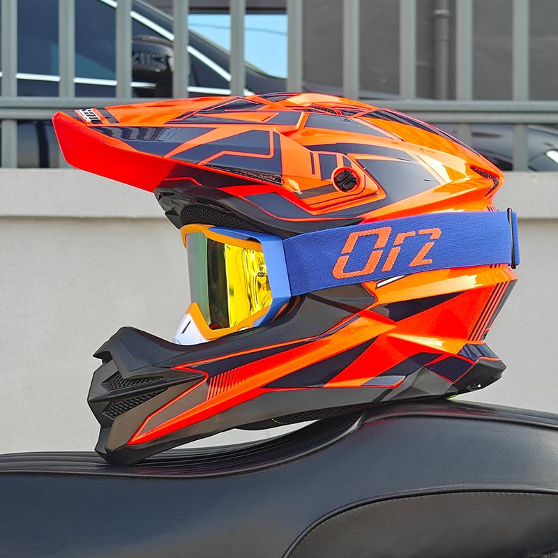 DOT Approved Adult Motorcycle Helmet Off-Road Dirt Bike Racing Full Face Helmet with Goggles