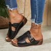 Summer Women Wedge Sandals Round Head Buckle Open Toe Sandals Vintage Casual Comfortable Female Platform Retro Shoes