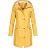 Women Solid Rain Outdoor Hooded Raincoat Windproof Long Jacket Coat