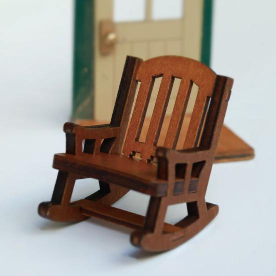 Mini Rocking Chair Ornament 1:12 Scale Premium Synthetic Wood Lightweight Miniature Furniture Fairy Garden Photography Props