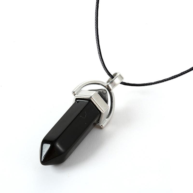 2025 Hexagonal Column Quartz Necklaces Turquoises Pink Crystal Pendent Necklace For Women Chain Natural Stone Choker Jewelry