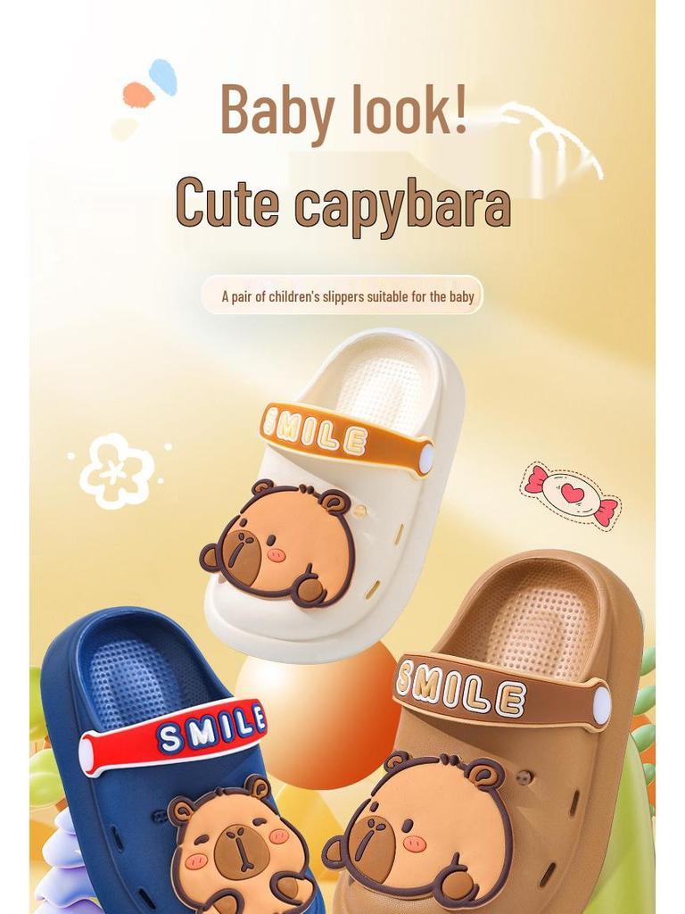 Dětské letní pantofle Capybara: Protiskluzové, prodyšné pantofle s uzavřenou špičkou pro chlapce a dívky