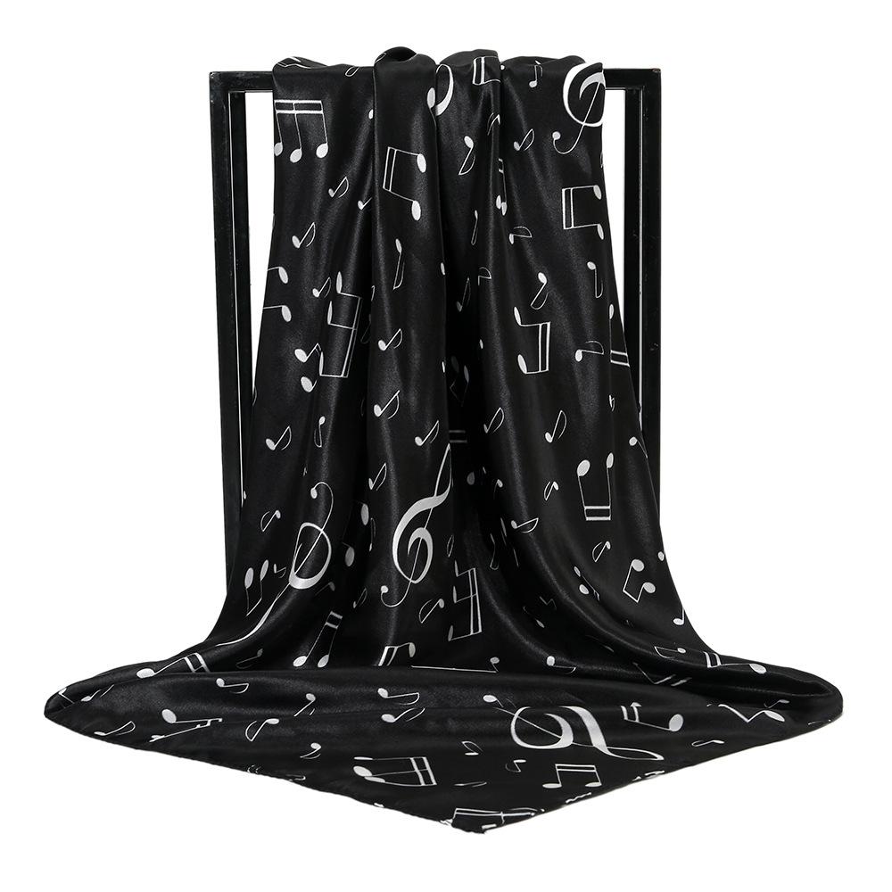 90*90Cm Fashion Luxury Silk Scarf Women Brand Designer Music NOTE Square Silk Shawls Pashmina Ladies Wraps Scarves
