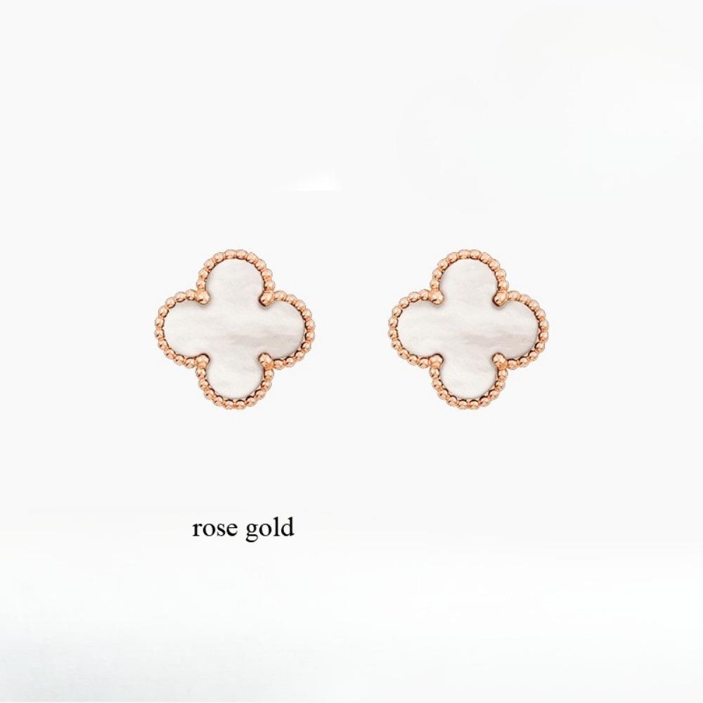 9mm Four-leaf Clover Mini Earrings Red Black Agate White Shell New Arrival Ladies Earrings