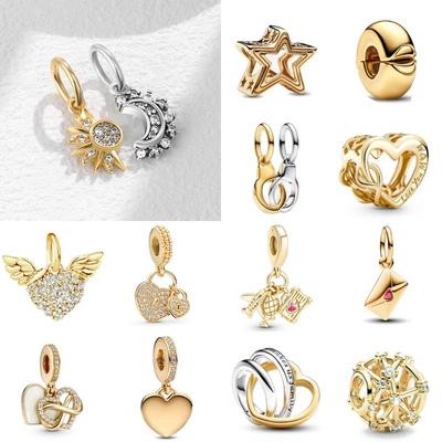 Gilded Product Series Enchanting Angel Sun And Moon Shape Pendant Piece Beads Fit Ting Original Copper Snake Bone Bracelet DIY Craft Women'S Jewelry