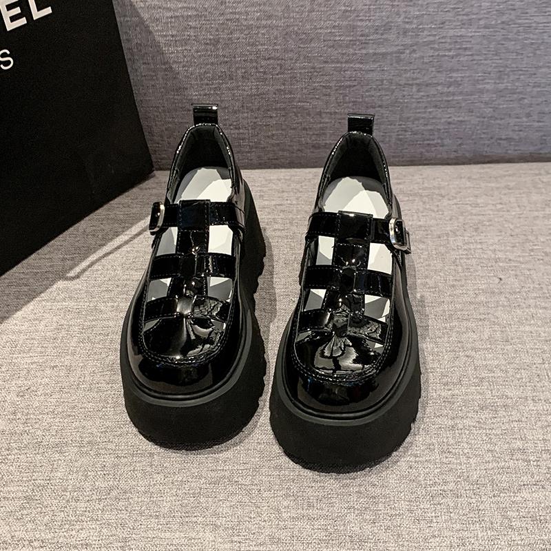 Fashion 8cm Roman Chunky Sneakers Synthetic Sandals Platform Wedge Flats Women Leather Shoes Hollow Mules Shoes Summer Slides
