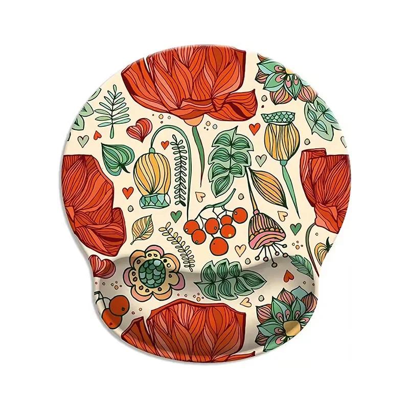 Flowers Natural Design Mouse Pad Wrist Ergonomic Soft Anti-Slip Wrist Rest Support Mat Computer Mouse Pad For Office