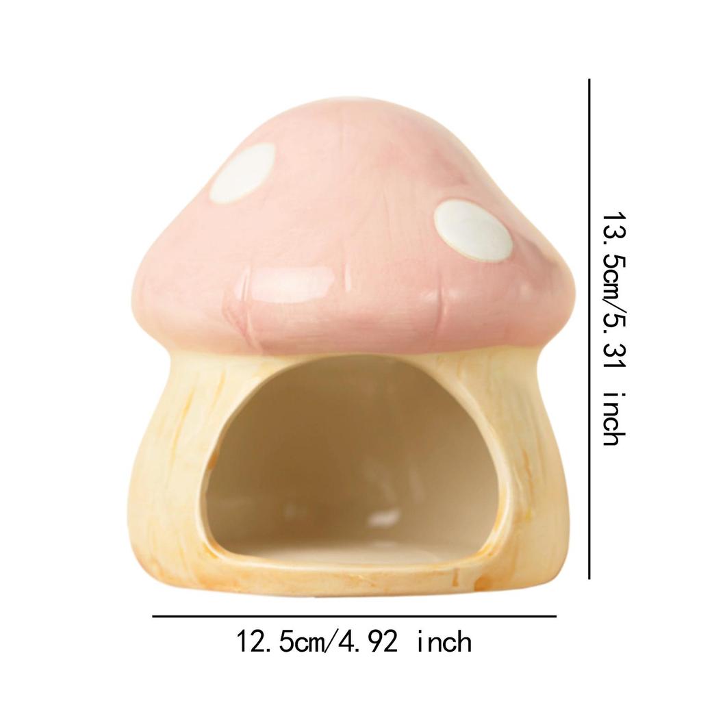 Ceramic Mushroom Shaped Hamster House Cartoon Guinea Pig Sleeping Nest for Chinchilla Hedgehog Rat Small Animals Supplies