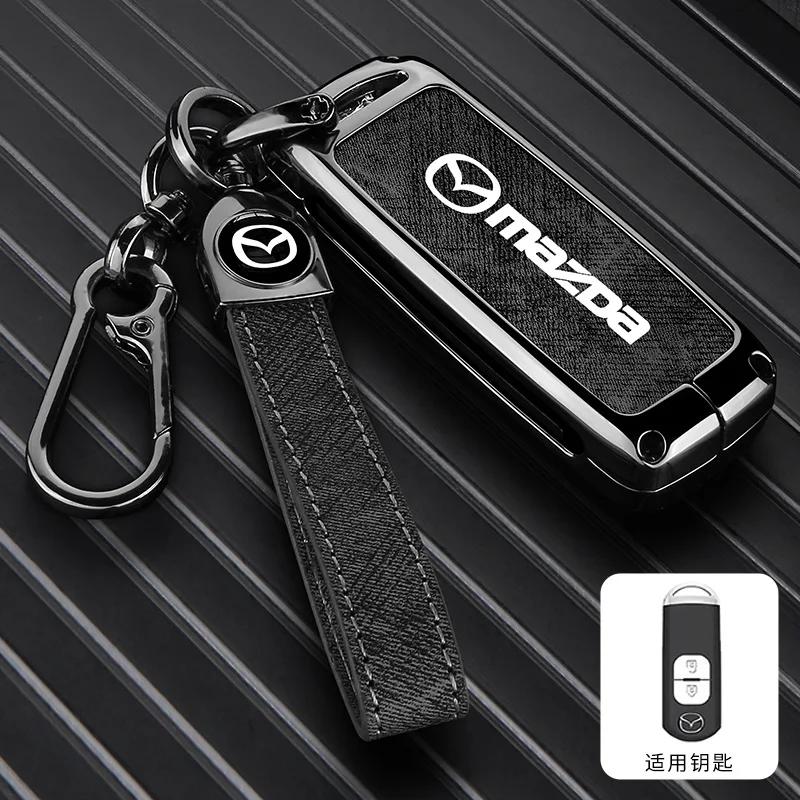 2025 Hot Vintage Wash Water Denim Car Key Case Cover For Mazda 2 3 5 6 Axela Atenza Demio CX-3 CX5 CX-7 CX-9 MX-5  2015-2019 Acc