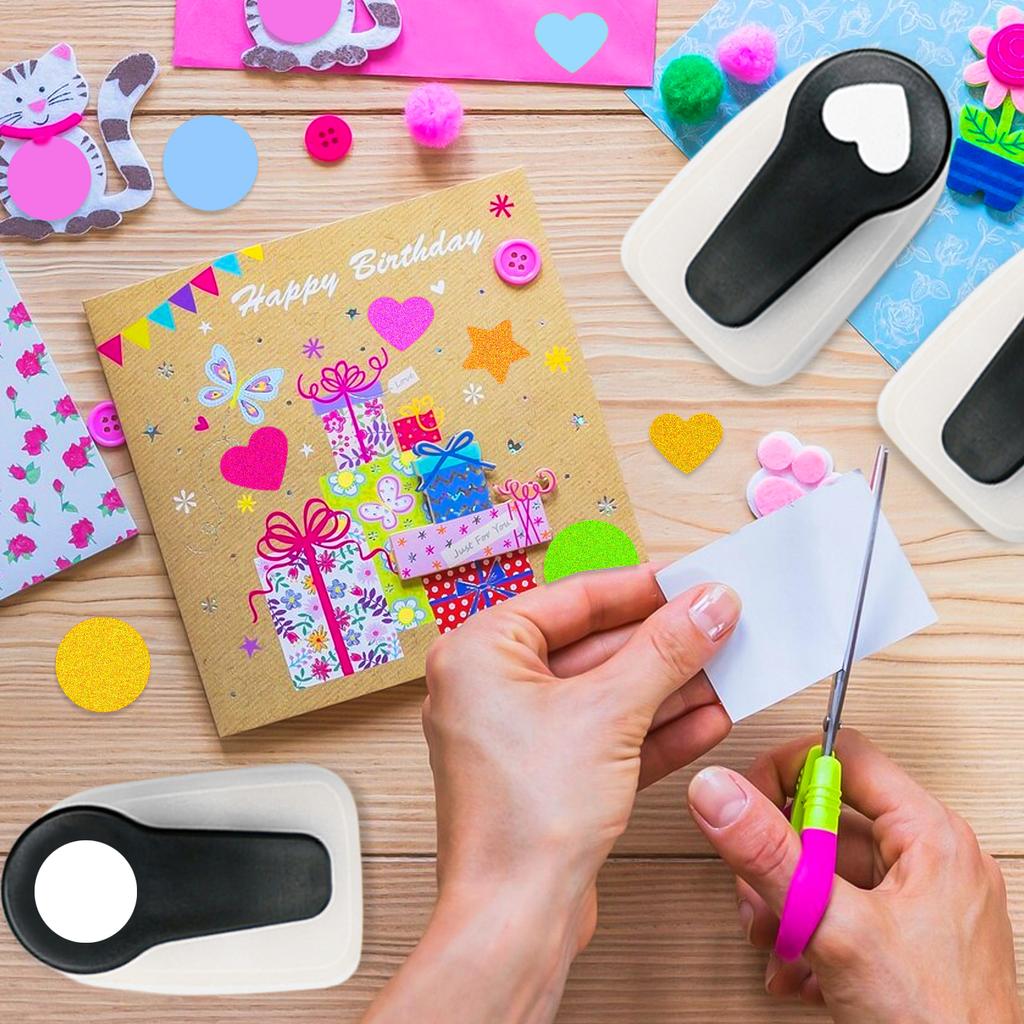 5 pcs Paper cutter for crafts Hole Puncher Punches Tool Set Circle Flower Paper Shapes Hole for card making custom scrapbook
