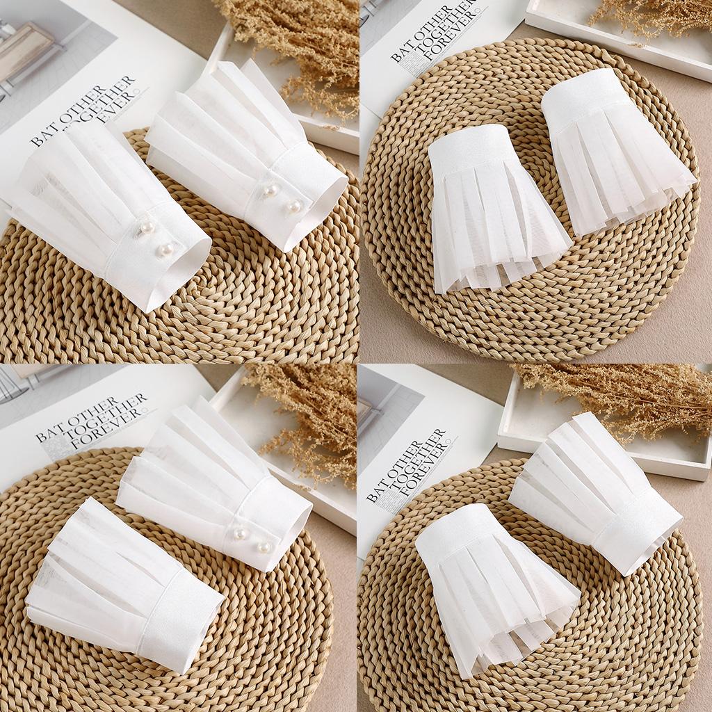 1 Paar Abnehmbare Hemd-Fake-Ärmelmanschetten Mode Plissierte Glockenmanschette Layered Spitzenmanschette Falsche Ärmel Sonnenschutz Dekoriert