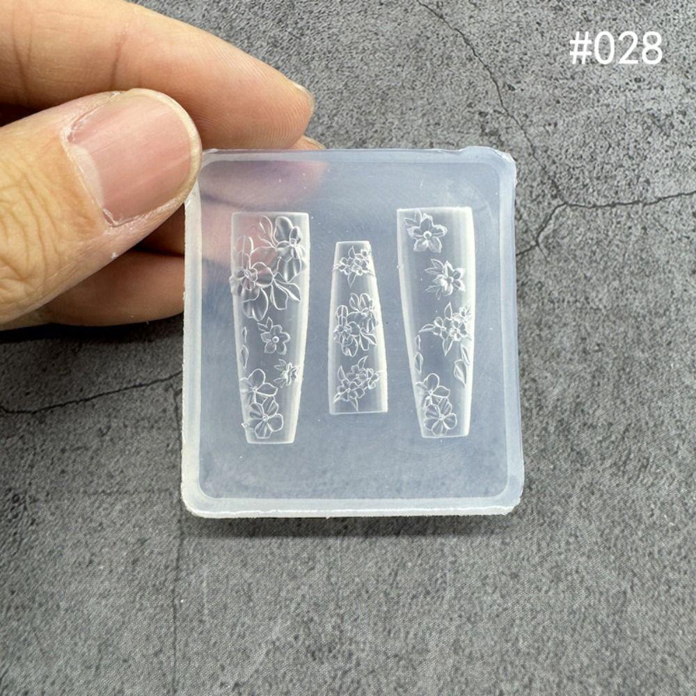 With Box Nailart Mold Transparent Silicone Template New Nail Art Template  Nail Decoration