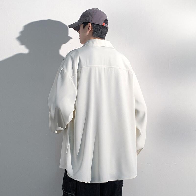 Pánská volná ležérní košile s výšivkou květin Streetwear Oversized Pohodlná Jaro Léto Módní Trendy Stylový Top Oblečení