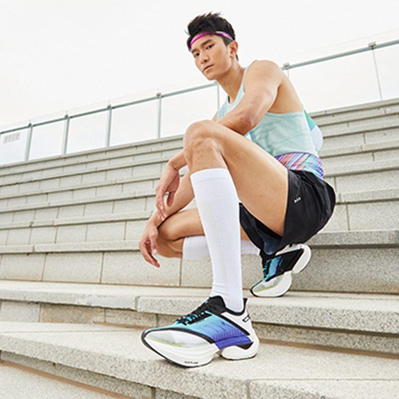 361 Cushioning Slip Resistant Abrasion Resistant Breathable Support Rebound Low Top Running Shoes Men's White Blue 572222223-1