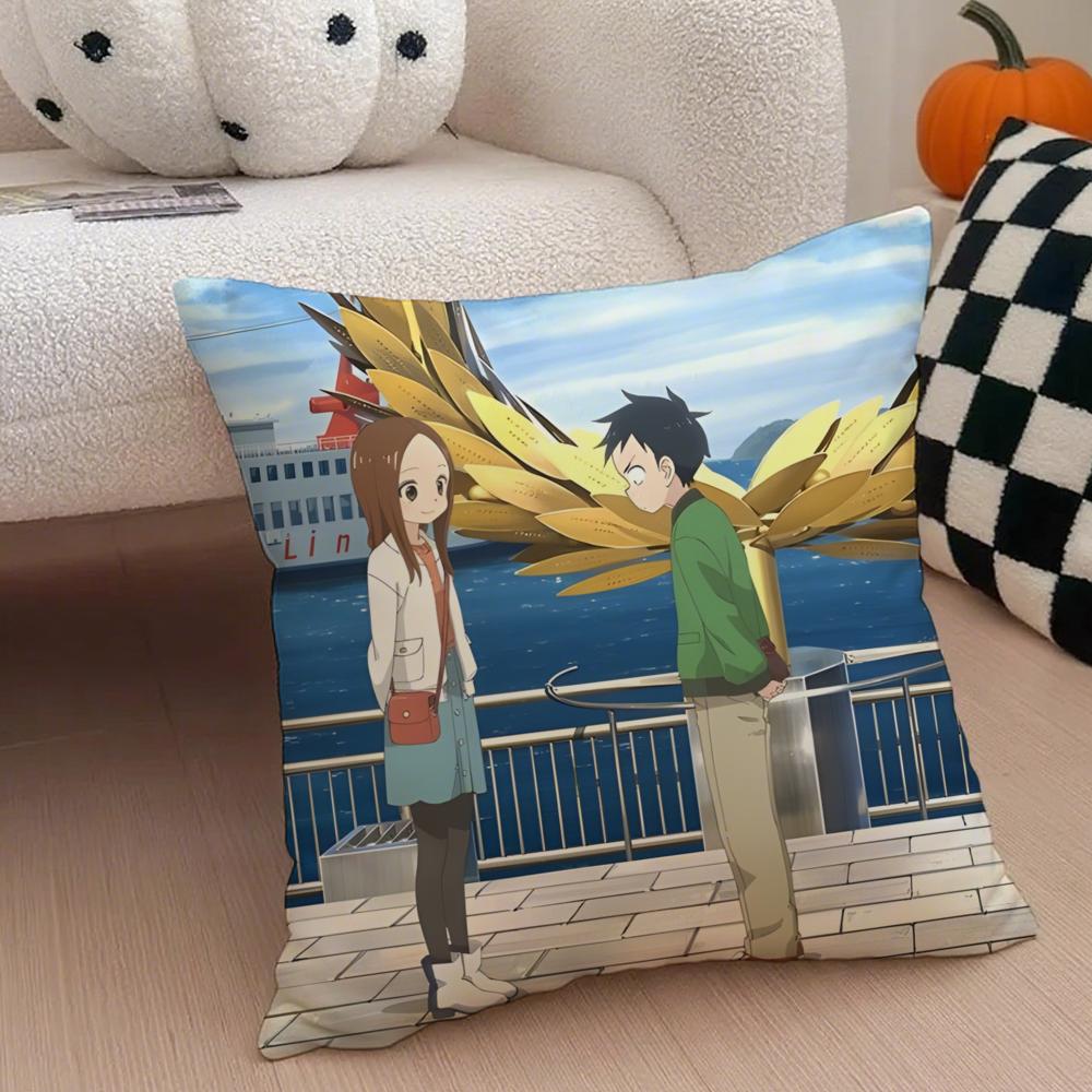 Anime Cartoon T-Teasing Master Takagi-San Cushion Cover Throw Pillow Cover Hidden Button Durable Polyester Chair Cushion