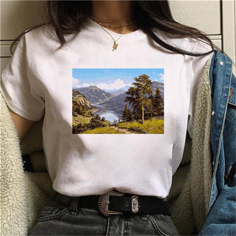 Women T-Shirt New Style Art Oil Painting Short Sleeves T Shirt Summer Fashion Harajuku Oversized T-Shirt Female Casual Clothes