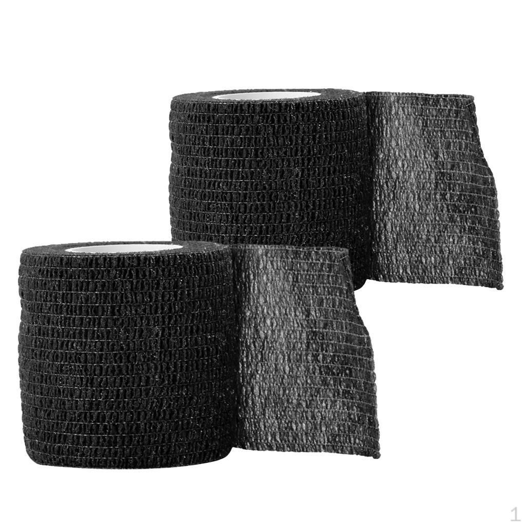 2Pcs 2'' Wide Nonwoven Self Elastic Wrap Cohesive Tape Tube, Sport Binding Joints Support - Black