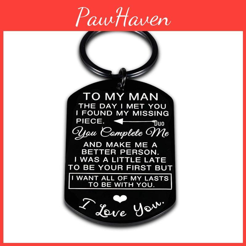 Stainless Engraved Steel Keychain Couple Gift For Boyfriend Or Husband
