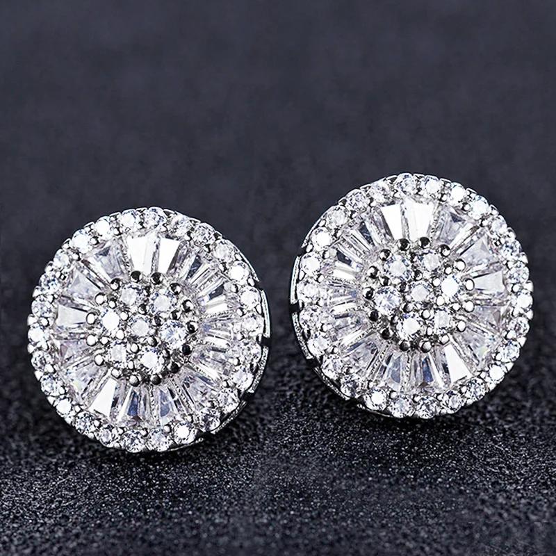 Huitan Unique Bright Fireworks Designed CZ Stud Earrings Trendy Simple Stylish Ear Accessories Minimalist Daily Wearable