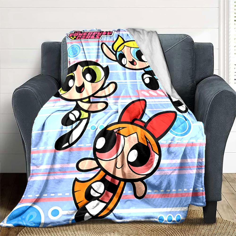1pc Powerpuff1 Blanket, Gift, for Men and Women, Soft Blanket, Good for Sofa Bed Couch Travel, Lightweight Flannel Blanket