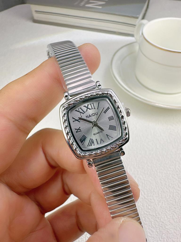 Vintage Women Gold Sliver Square Dial Roman Quartz Watch Fashion Bamboo Band Wristwatch Relogio Clock Ladies Dropshipping