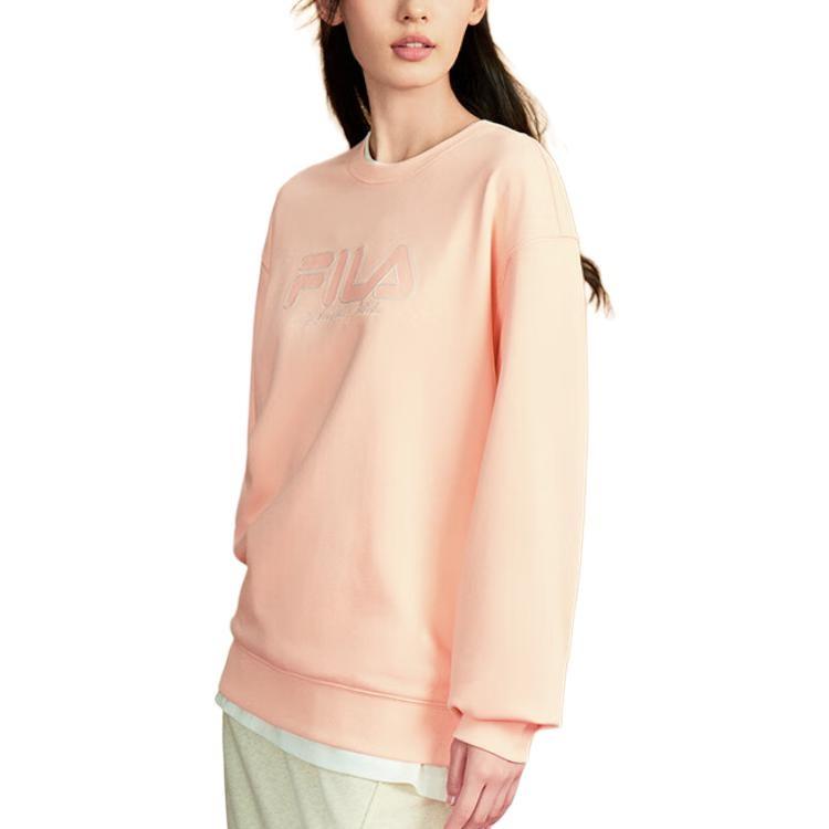 FILA ORIGINALE Crew Neck Pullover Loose Fit Fleece Lined Vintage American Sweatshirt Unisex Orange Pink F51M449204F-PK