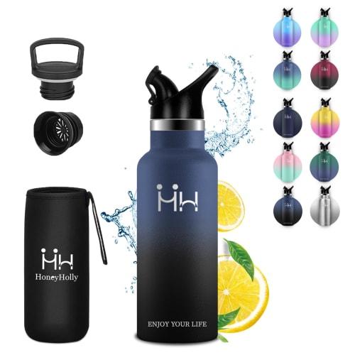 Eliciya 500ml Vacuum Insulated Stainless Steel Water Bottle, Keeps Hot or Cold, Carbonated, Highly Airtight, Easy To Clean, Wide Mouth Design, Leak-Pr