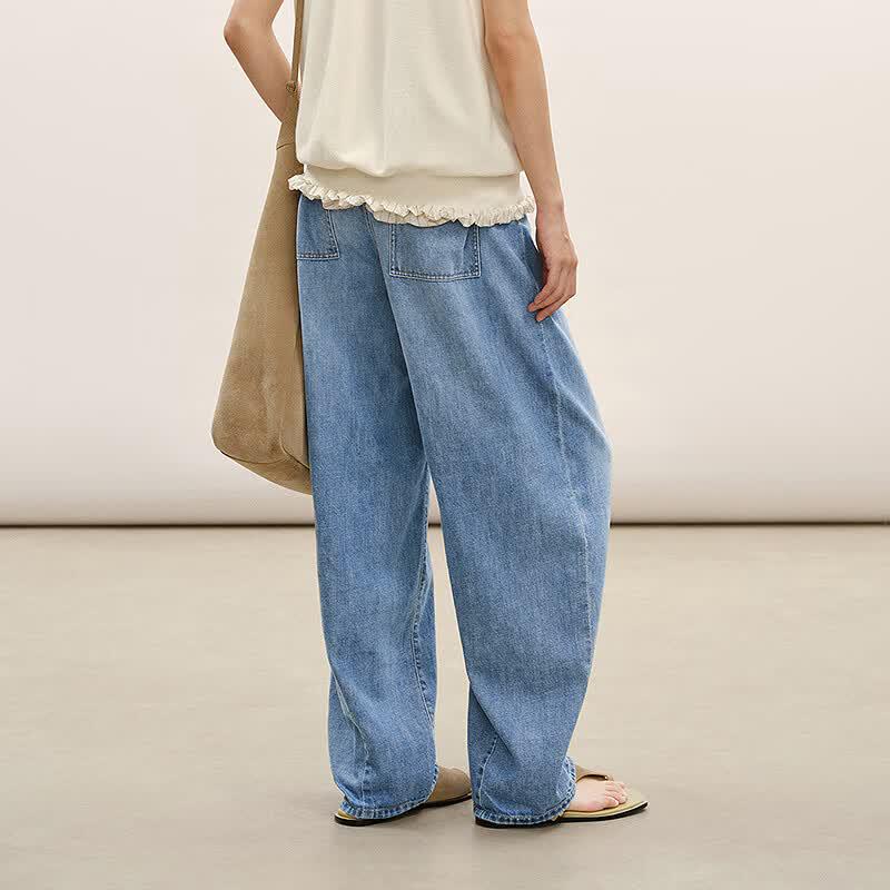 LESS Spring 2026 Loose Fit Cotton Blend Banana Jeans