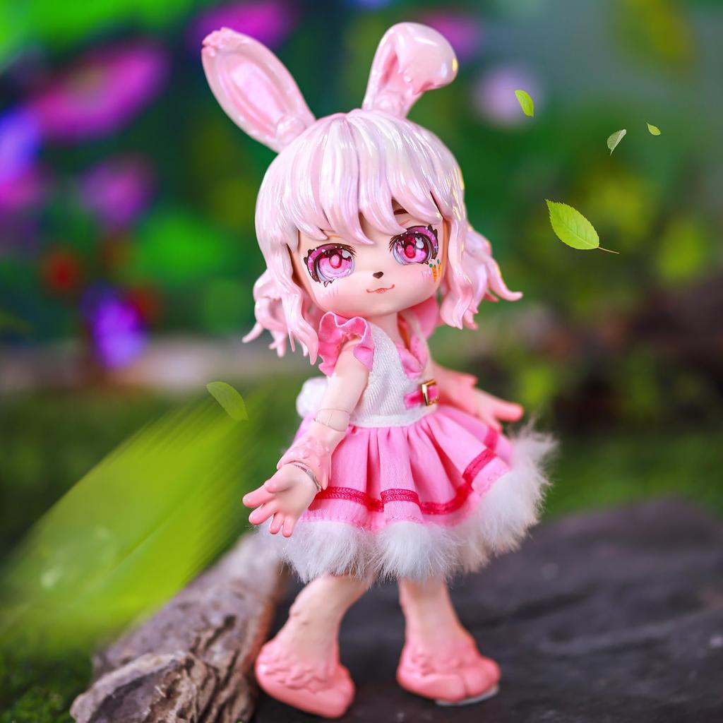 ICY Fortune Days 14cm Bjd Doll - Beast Series Doll Set, Made of PVC&ABS, Perfect for Gifts, Decoration, DIY Exercise, Collection, Girl Doll (rabbit)